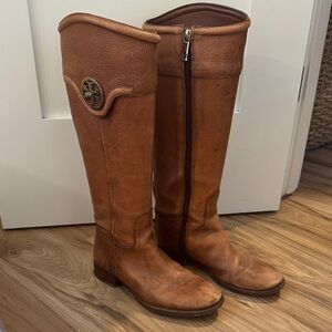 Tory Burch Brown Leather Riding Boots